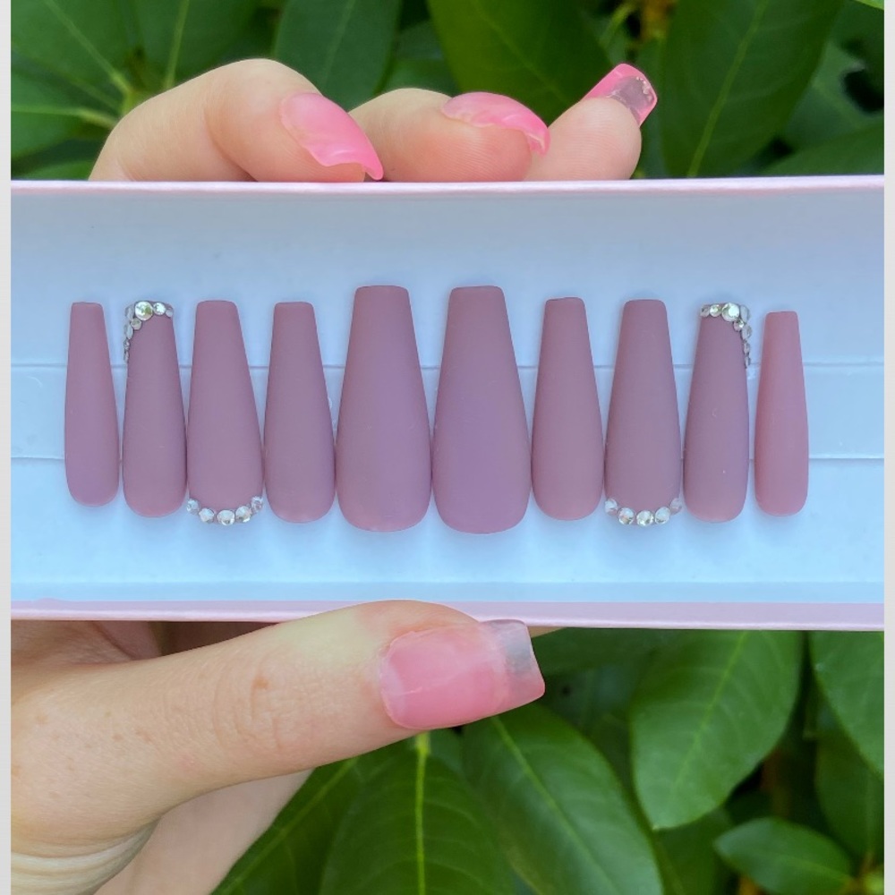 “Mauve Princess🌿” Long Ballerina - Press On Nails - Picture 1 of 4
